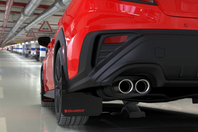 Rally Armor 2022+ Subaru WRX Black UR Mud Flap Altered Font Red Logo - MF92-UR-BLK/RD-X