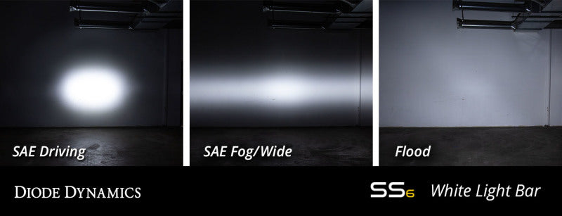 Diode Dynamics 6 In LED Light Bar Single Row Straight SS6 - White Wide Light Bar (Single) - DD5022S