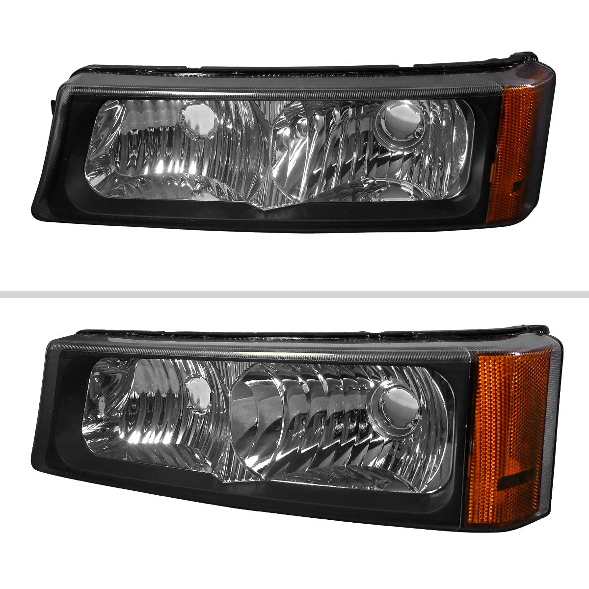 Spec-D Tuning - 2002-2007 Chevrolet Silverado/Avalanche Bumper Lights (Matte Black Housing/Clear Lens) - 2LB-SIV04JM-RS