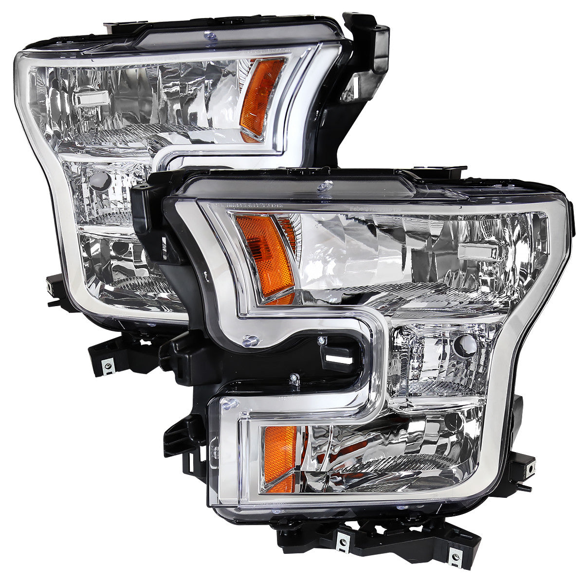 Spec-D Tuning - 2015-2017 Ford F-150 Replacement Factory Style Headlights (Chrome Housing/Clear Lens) - 2LH-F15015-RS