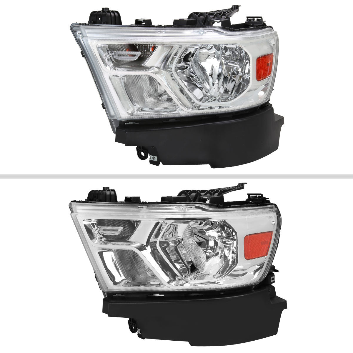 Spec-D Tuning - 2019-2024 Dodge Ram 1500 Factory Style Crystal Headlight - Driver Side Only (Chrome Housing / Clear Lens) - 2LH-RAM1915-L-RS