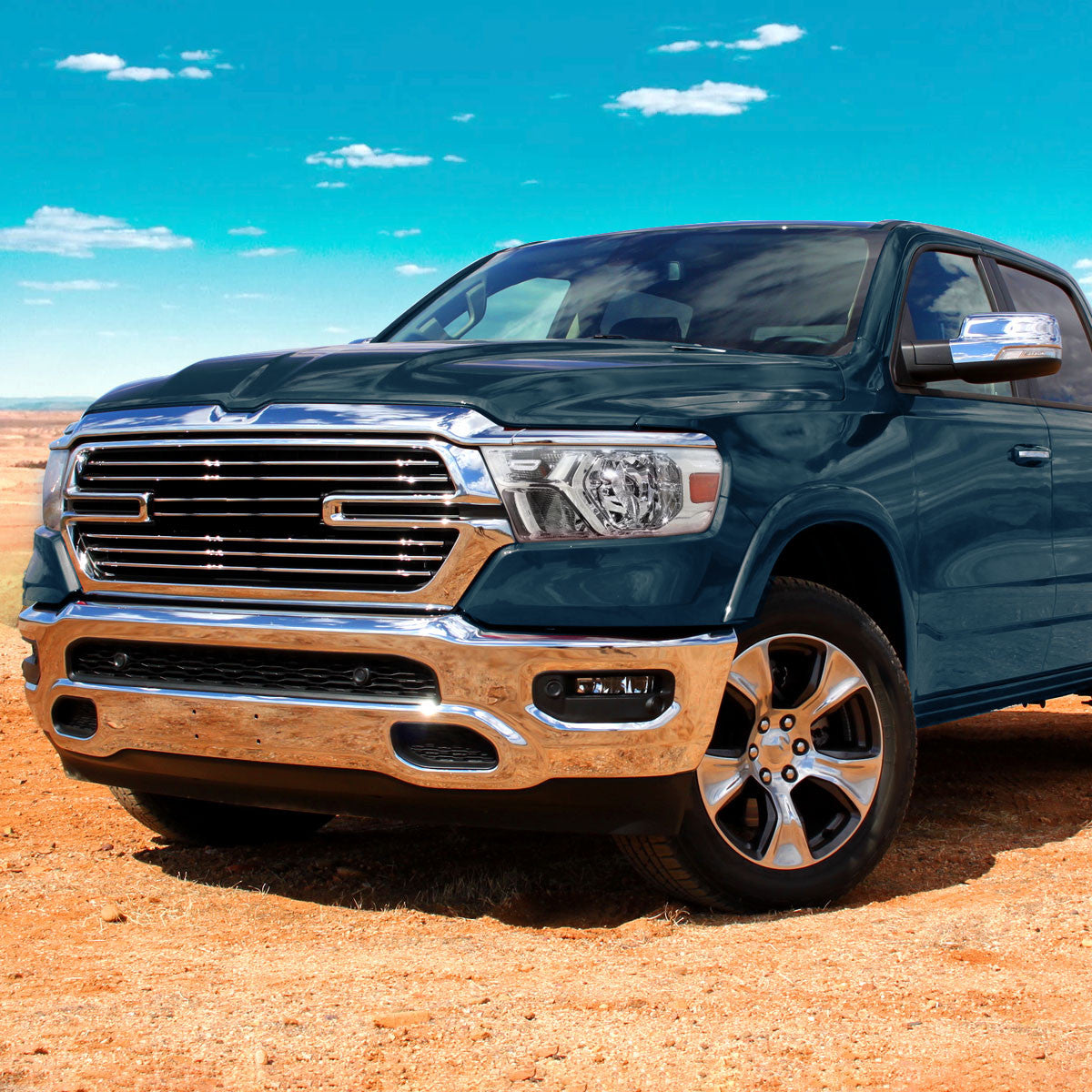 Spec-D Tuning - 2019-2024 Dodge Ram 1500 Factory Style Crystal Headlight - Driver Side Only (Chrome Housing / Clear Lens) - 2LH-RAM1915-L-RS