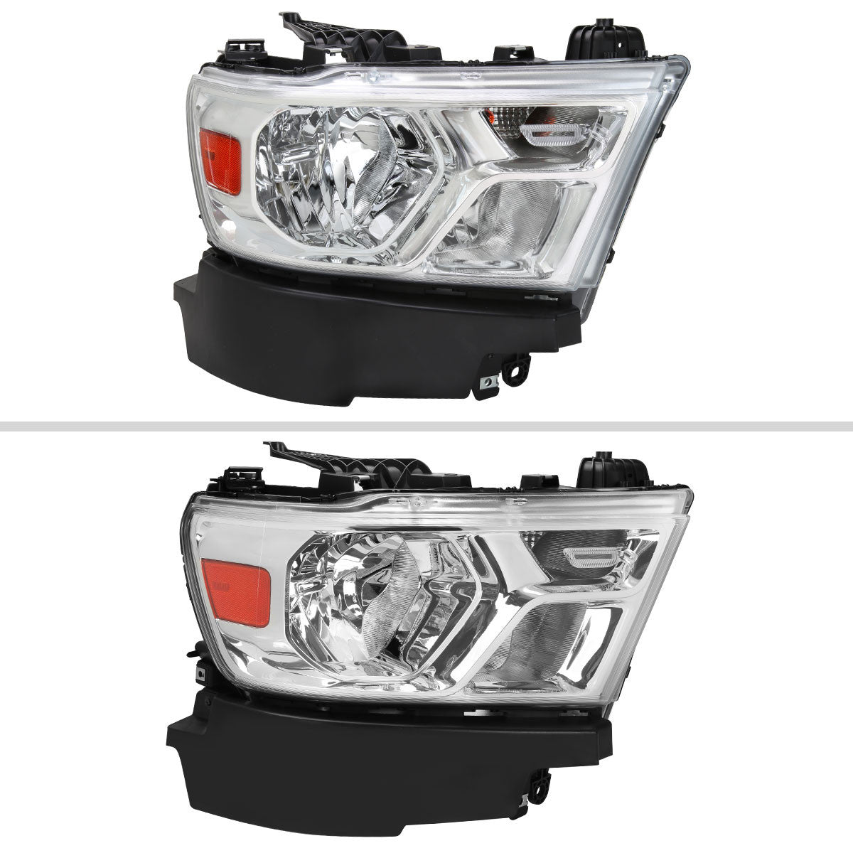 Spec-D Tuning - 2019-2024 Dodge Ram 1500 Factory Style Crystal Headlight - Passenger Side Only (Chrome Housing / Clear Lens) - 2LH-RAM1915-R-RS