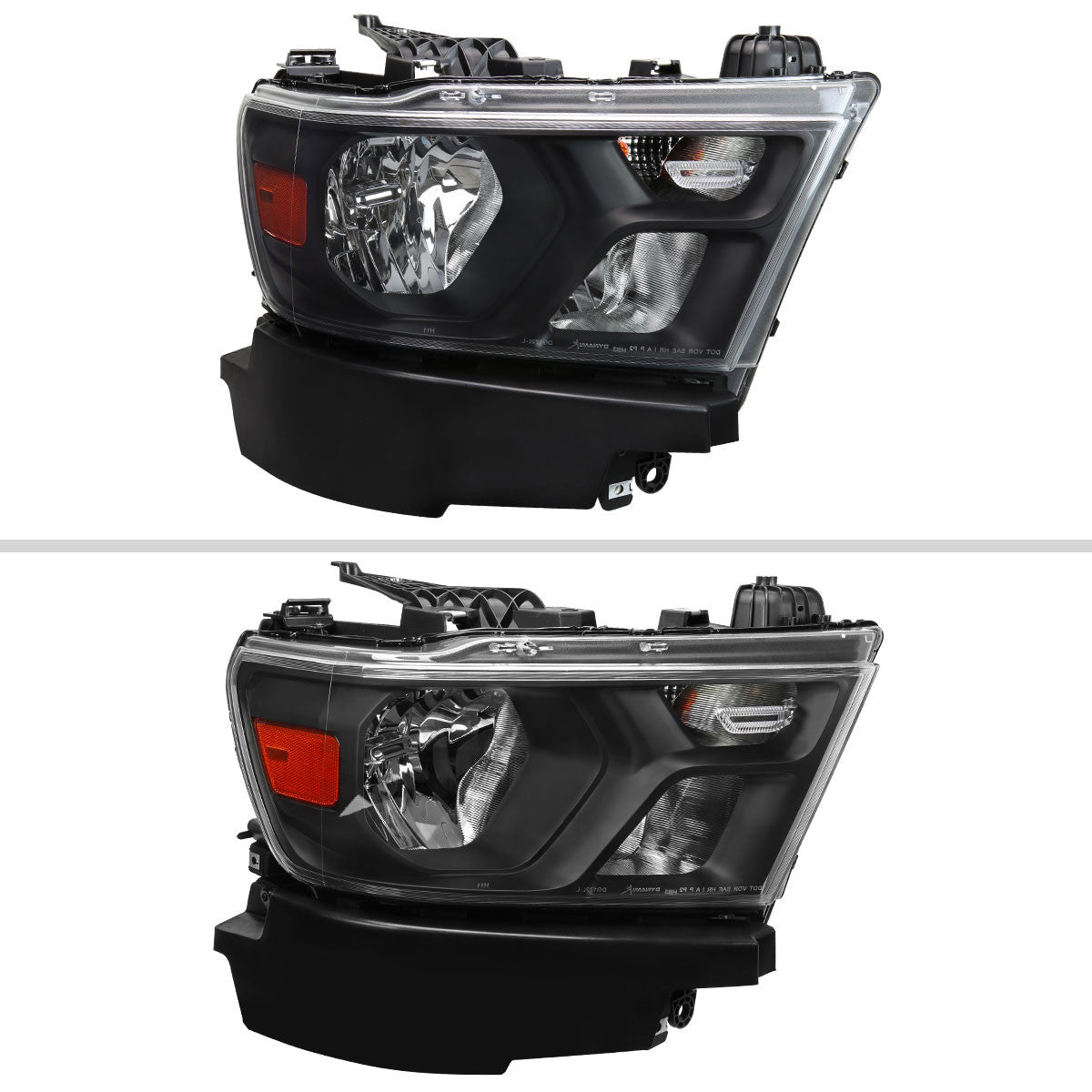 Spec-D Tuning - 2019-2024 Dodge Ram 1500 Factory Style Crystal Headlight - Passenger Side Only (Black Housing / Clear Lens) - 2LH-RAM1915JM-R-RS