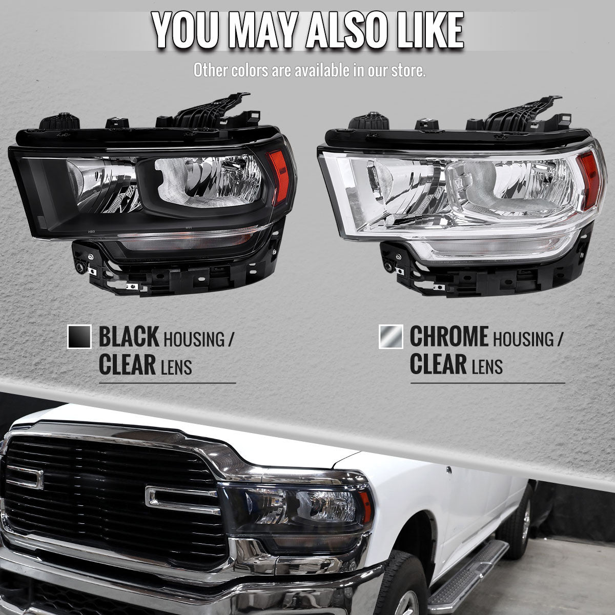 Spec-D Tuning - 2019-2024 Dodge Ram 2500 3500 Factory Style Crystal Headlight - Driver Side Only (Chrome Housing / Clear Lens) - 2LH-RAM1925-L-RS
