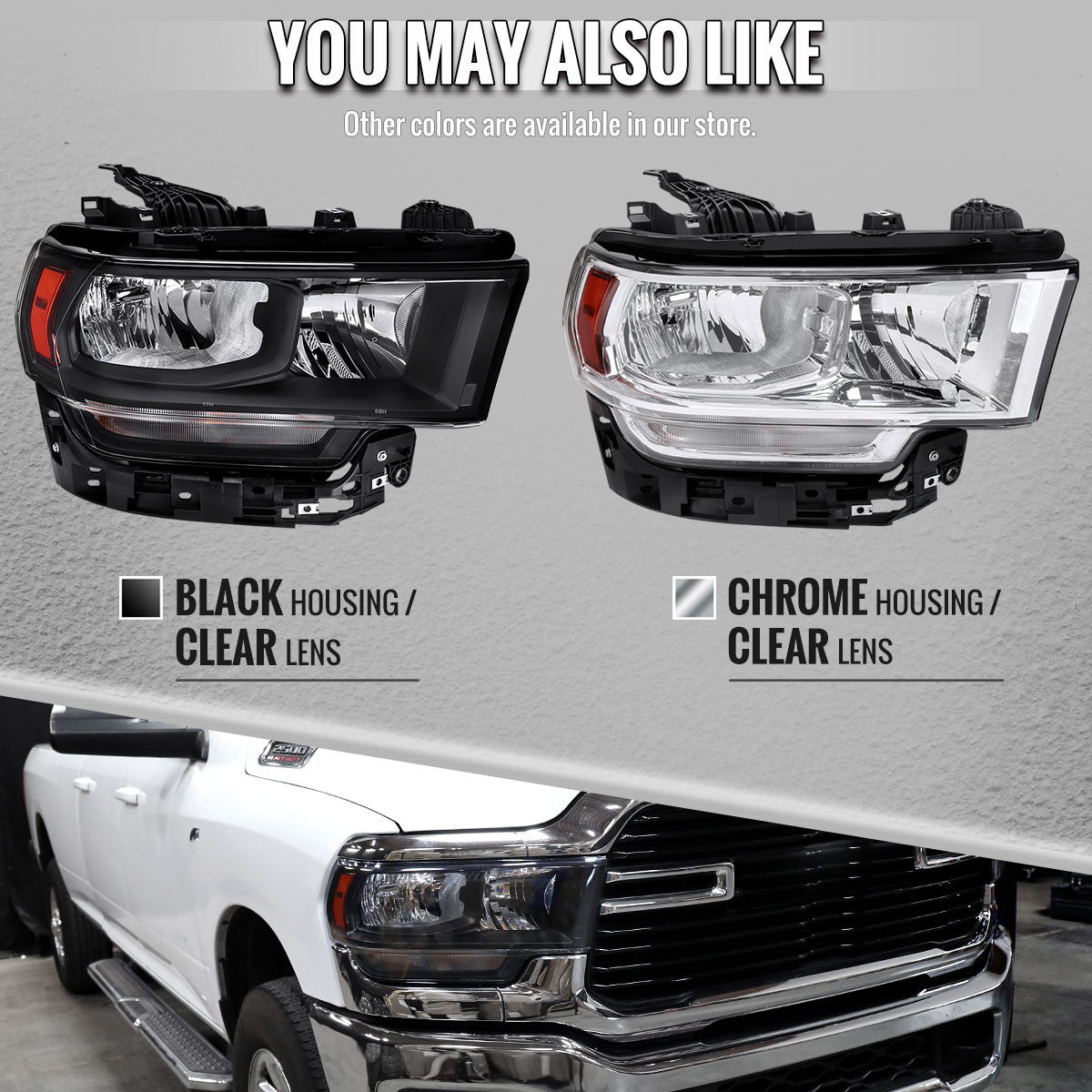 Spec-D Tuning - 2019-2024 Dodge Ram 2500 3500 Factory Style Crystal Headlight - Passenger Side Only (Black Housing / Clear Lens) - 2LH-RAM1925JM-R-RS