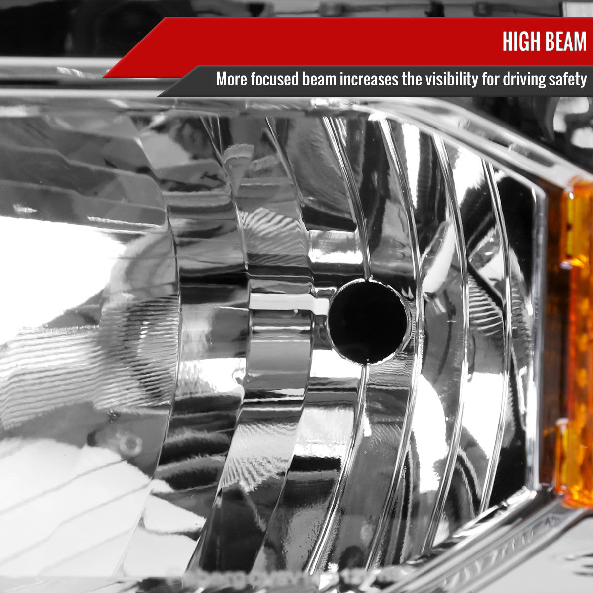 Spec-D Tuning - 2014-2015 Chevrolet Silverado 1500 Factory Style Headlights w/ Amber Reflectors (Chrome Housing/Clear Lens) - 2LH-SIV14-RS
