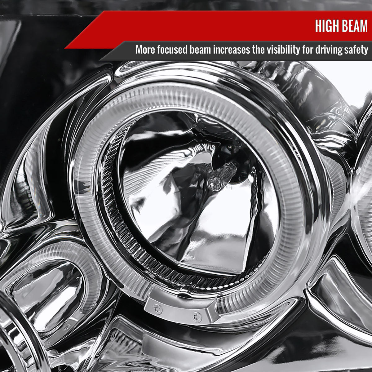 Spec-D Tuning - 2004-2008 Ford F-150/ 2006-2008 Lincoln Mark LT Dual Halo Projector Headlights (Chrome Housing/Clear Lens) - 2LHP-F15004-TM