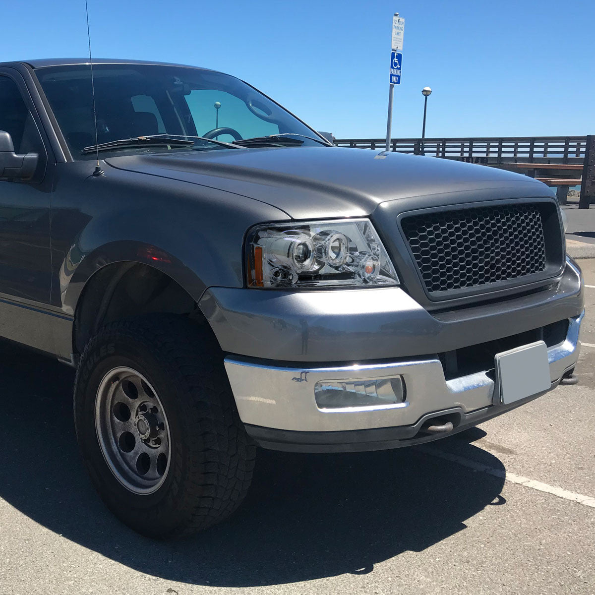 Spec-D Tuning - 2004-2008 Ford F-150/ 2006-2008 Lincoln Mark LT Dual Halo Projector Headlights (Chrome Housing/Clear Lens) - 2LHP-F15004-TM