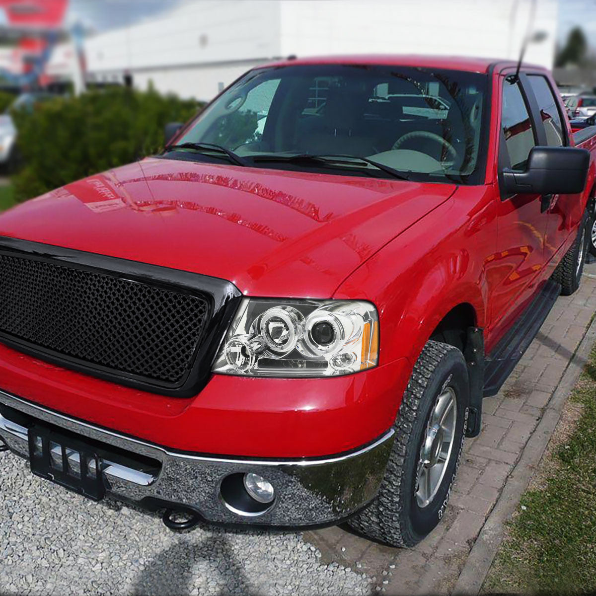 Spec-D Tuning - 2004-2008 Ford F-150/ 2006-2008 Lincoln Mark LT Dual Halo Projector Headlights (Chrome Housing/Clear Lens) - 2LHP-F15004-TM