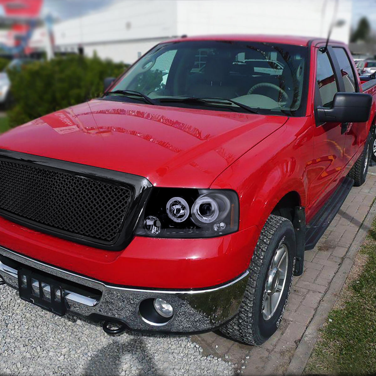Spec-D Tuning - 2004-2008 Ford F-150/ 2006-2008 Lincoln Mark LT Dual Halo Projector Headlights (Glossy Black Housing/Smoked Lens) - 2LHP-F15004G-TM
