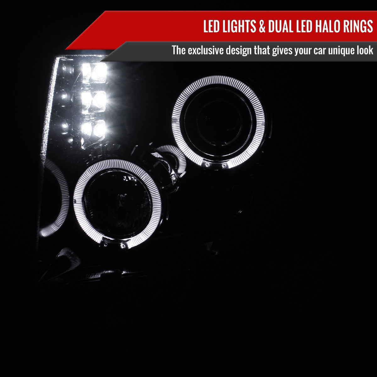Spec-D Tuning - 2009-2014 Ford F-150 Dual Halo Projector Headlights (Glossy Black Housing/Smoked Lens) - 2LHP-F15009G-TM