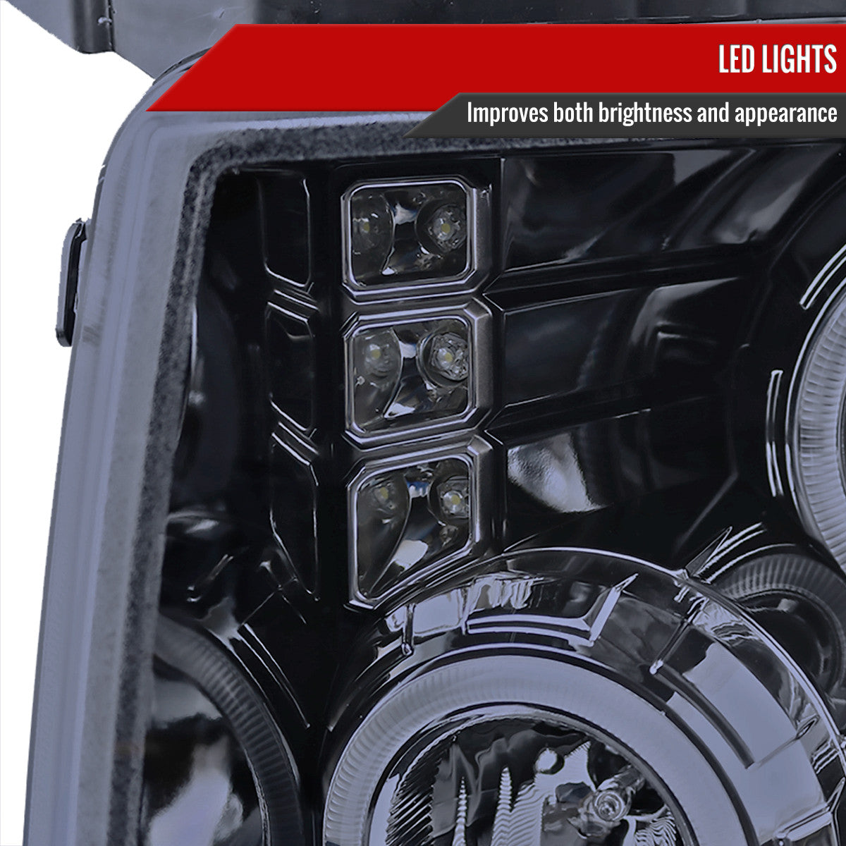 Spec-D Tuning - 2009-2014 Ford F-150 Dual Halo Projector Headlights (Glossy Black Housing/Smoked Lens) - 2LHP-F15009G-TM