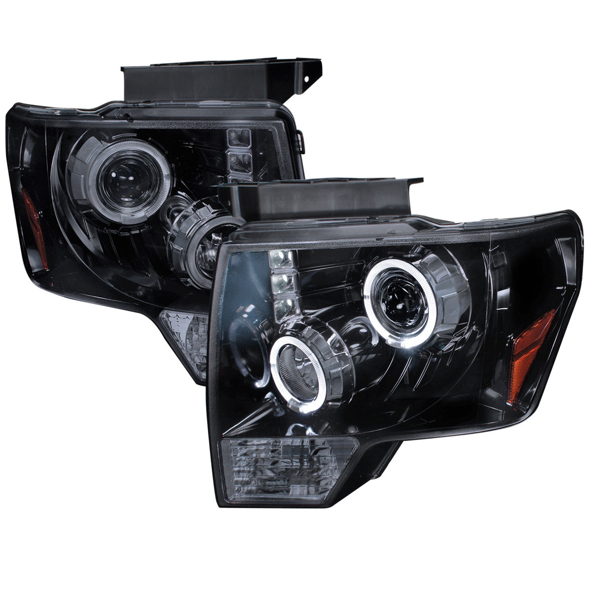 Spec-D Tuning - 2009-2014 Ford F-150 Dual Halo Projector Headlights (Glossy Black Housing/Smoked Lens) - 2LHP-F15009G-TM