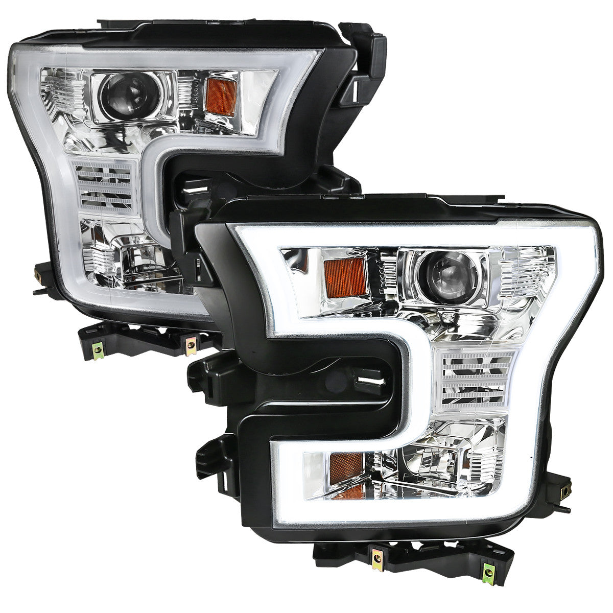 Spec-D Tuning - 2015-2017 Ford F-150 LED Bar Projector Headlights (Chrome Housing/Clear Lens) - 2LHP-F15015-TM