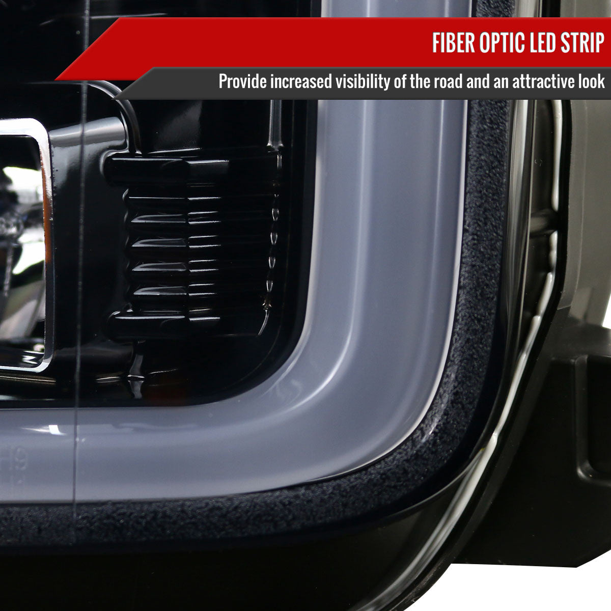 Spec-D Tuning - 2015-2017 Ford F-150 LED Bar Outline Projector Headlights (Glossy Black Housing/Smoked Lens) - 2LHP-F15015G-TM