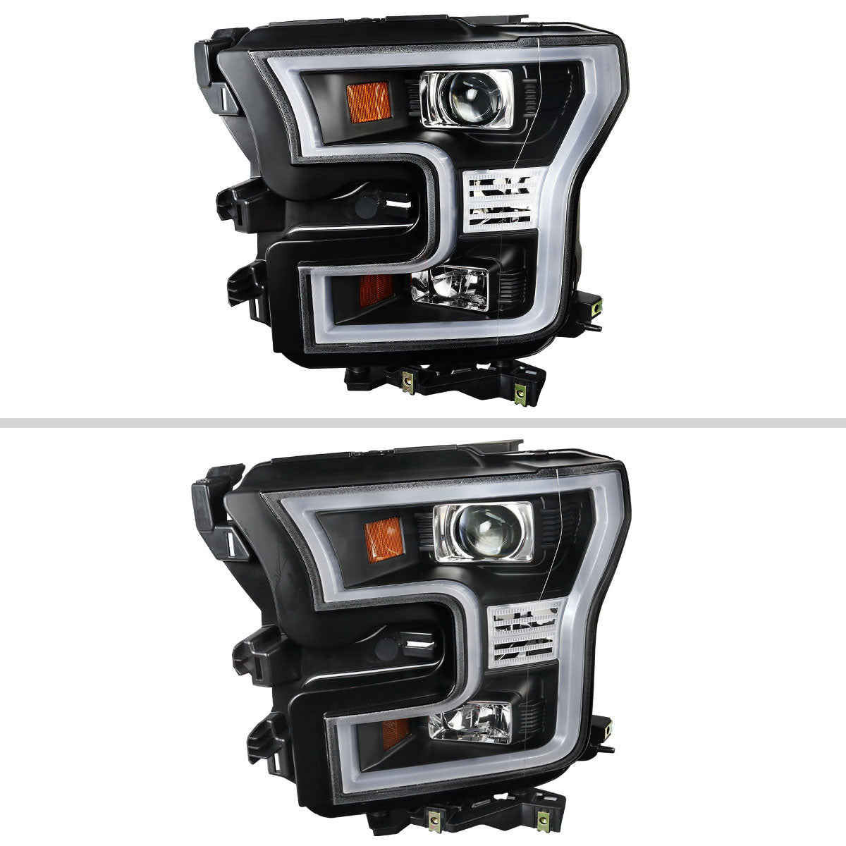 Spec-D Tuning - 2015-2017 Ford F-150 LED Bar Projector Headlights (Matte Black Housing/Clear Lens) - 2LHP-F15015JM-TM