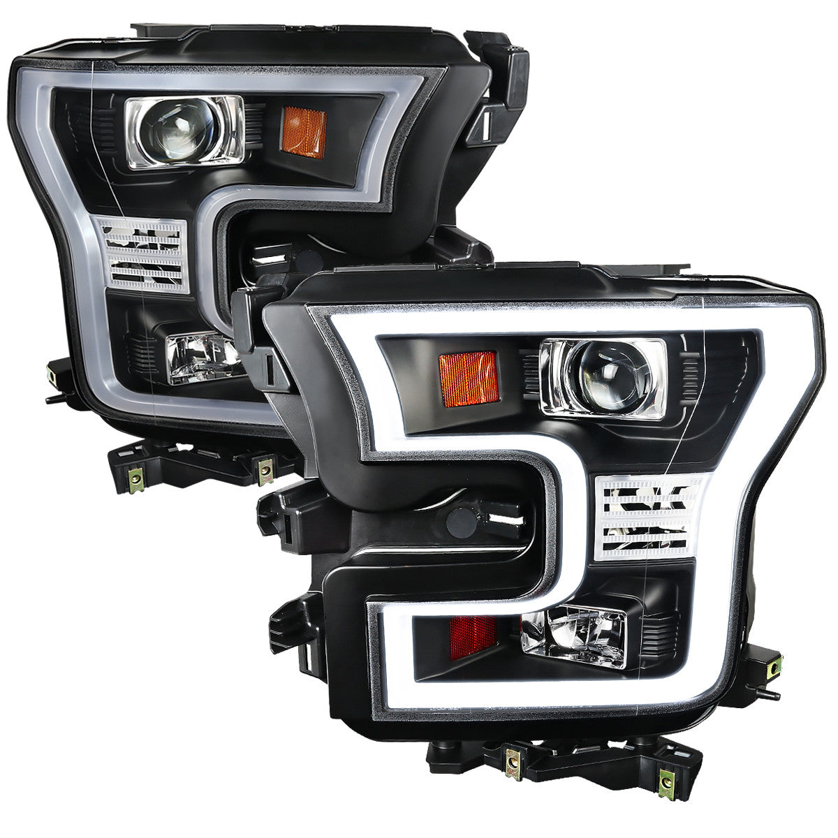Spec-D Tuning - 2015-2017 Ford F-150 LED Bar Projector Headlights (Matte Black Housing/Clear Lens) - 2LHP-F15015JM-TM