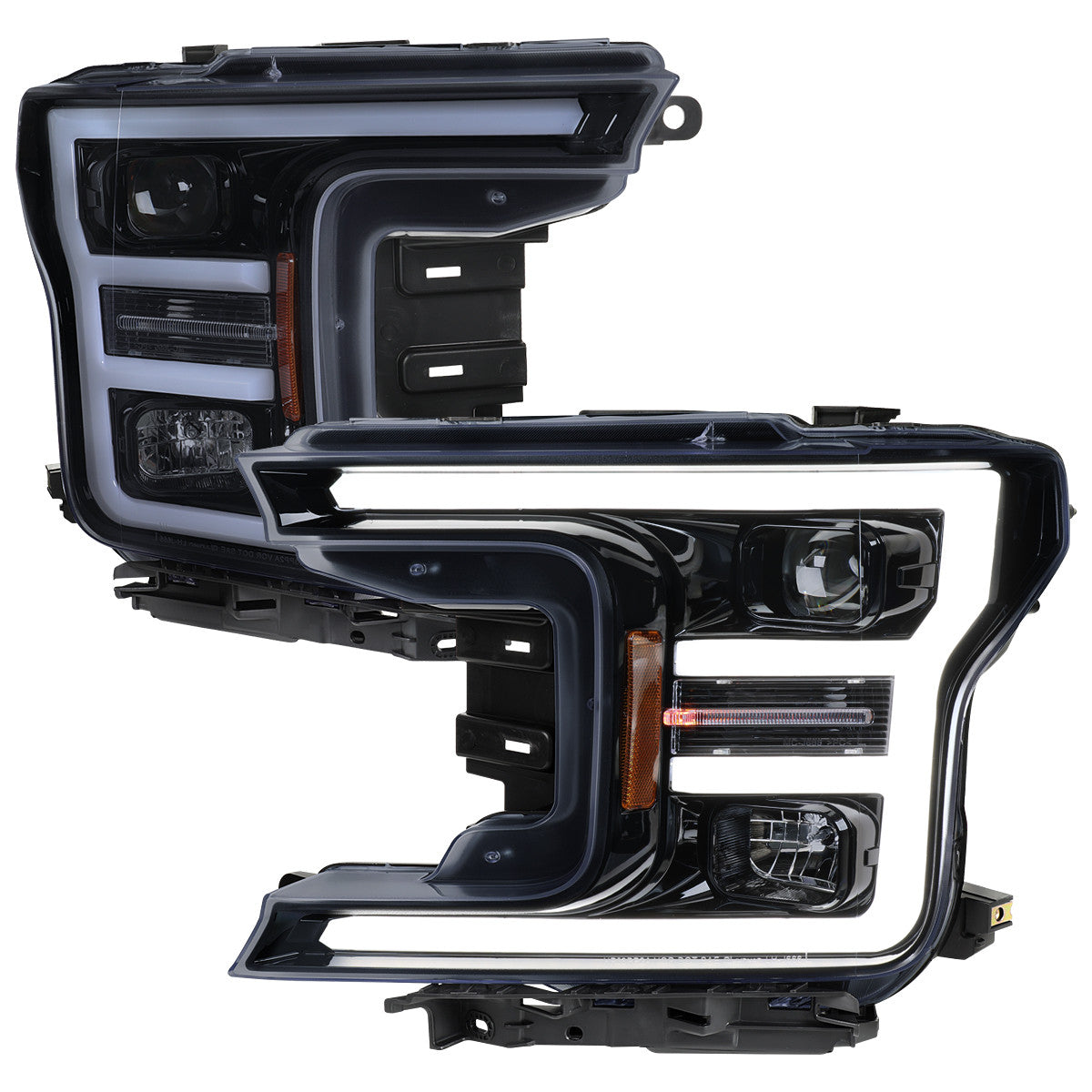 Spec-D Tuning - 2018-2020 Ford F-150 LED C-Bar Projector Headlights (Black Housing / Smoked Lens) - 2LHP-F15018G-TM