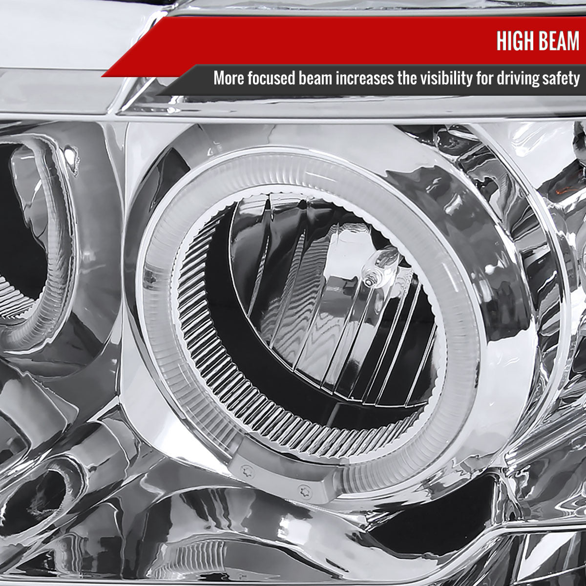 Spec-D Tuning - 2006-2008 Dodge RAM 1500/ 2006-2009 RAM 2500 3500 Dual Halo Projector Headlights (Chrome Housing/Clear Lens) - 2LHP-RAM06-TM