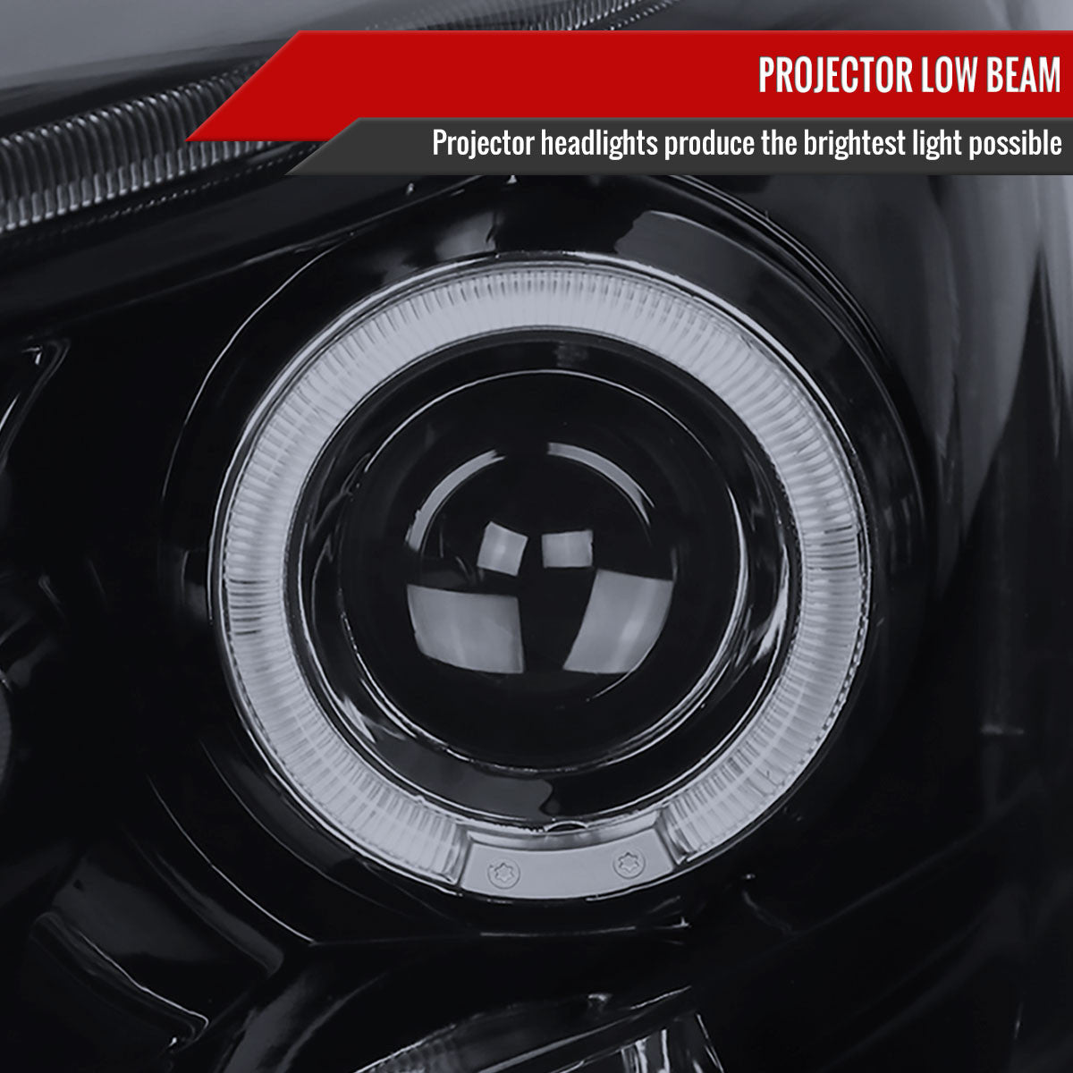 Spec-D Tuning - 2006-2008 Dodge RAM 1500/ 2006-2009 RAM 2500 3500 Dual Halo Projector Headlights (Glossy Black Housing/Smoked Lens) - 2LHP-RAM06G-TM