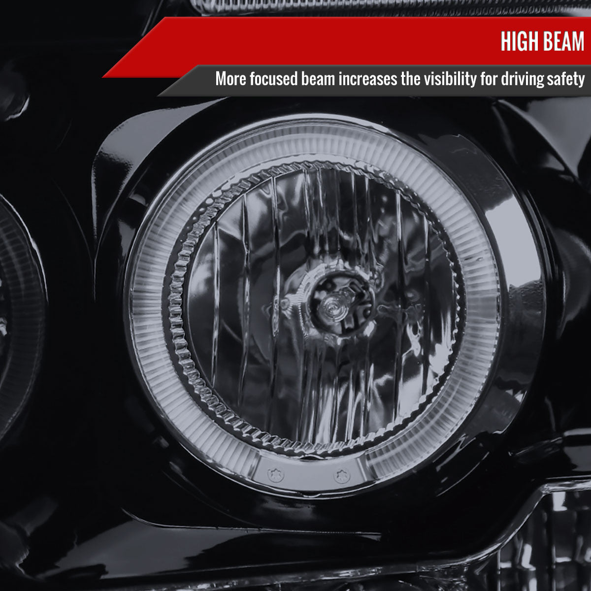 Spec-D Tuning - 2006-2008 Dodge RAM 1500/ 2006-2009 RAM 2500 3500 Dual Halo Projector Headlights (Glossy Black Housing/Smoked Lens) - 2LHP-RAM06G-TM