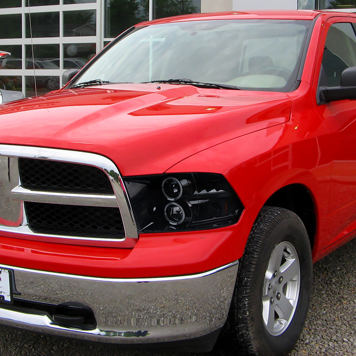 Spec-D Tuning - 2009-2018 Dodge RAM 1500 / 2019-2021 RAM Classic / 2010-2018 RAM 2500 3500 Dual Halo Projector Headlights (Glossy Black Housing/Smoked Lens) - 2LHP-RAM09G-TM