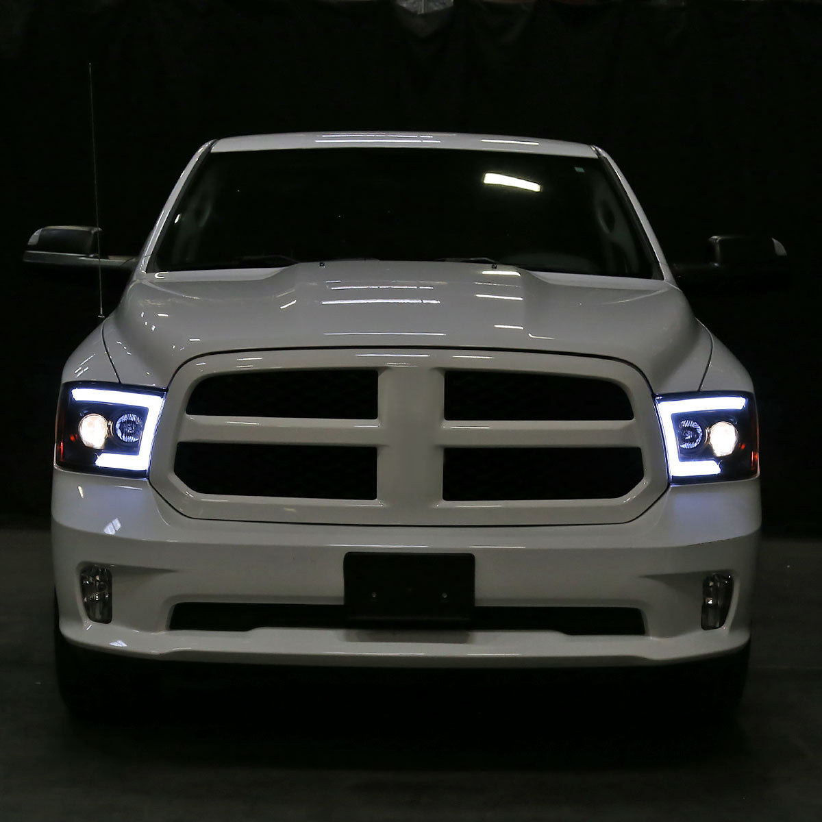 Spec-D Tuning - 2009-2018 Dodge RAM 1500 / 2019-2021 RAM Classic/ 2010-2018 RAM 2500 3500 Switchback Sequential LED C-Bar Projector Headlights (Matte Black Housing/Clear Lens) - 2LHP-RAM09JM-SQ-RS