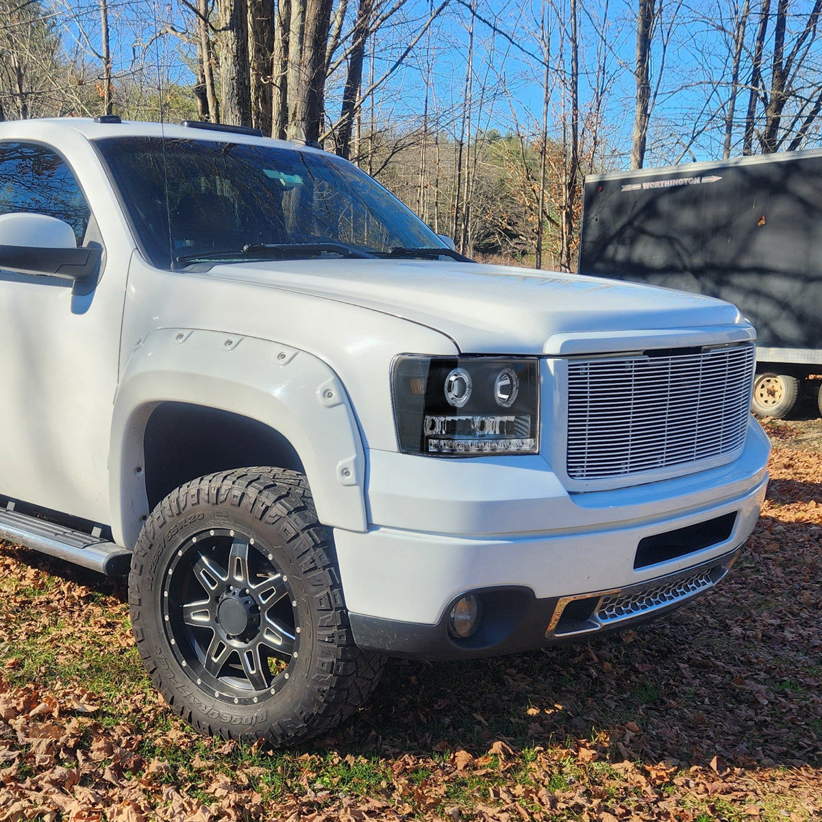 Spec-D Tuning - 2007-2014 GMC Sierra SMD Dual Halo Projector Headlights (Matte Black Housing/Clear Lens) - 2LHP-SIE07JM-TM