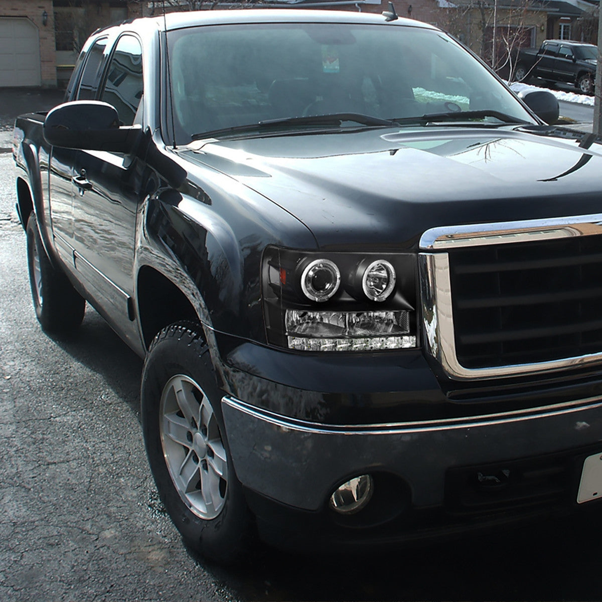 Spec-D Tuning - 2007-2014 GMC Sierra SMD Dual Halo Projector Headlights (Matte Black Housing/Clear Lens) - 2LHP-SIE07JM-TM