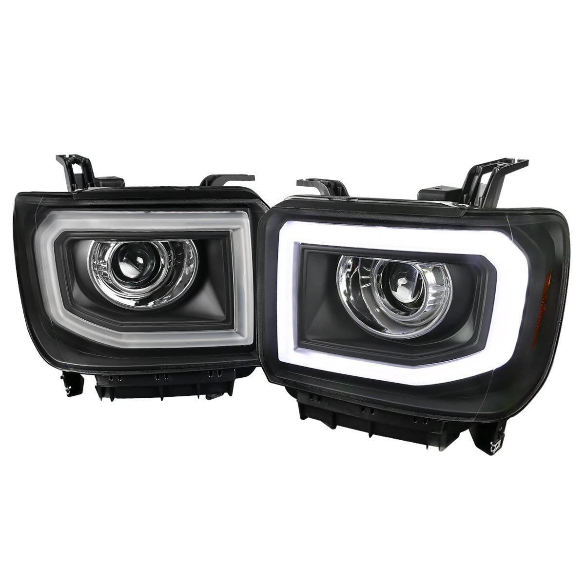 Spec-D Tuning - 2014-2019 GMC Sierra 1500/2500HD/3500HD LED Bar Projector Headlights w/ LED Turn Signal Lights (Chrome Housing/Clear Lens) - 2LHP-SIE14JM-TM