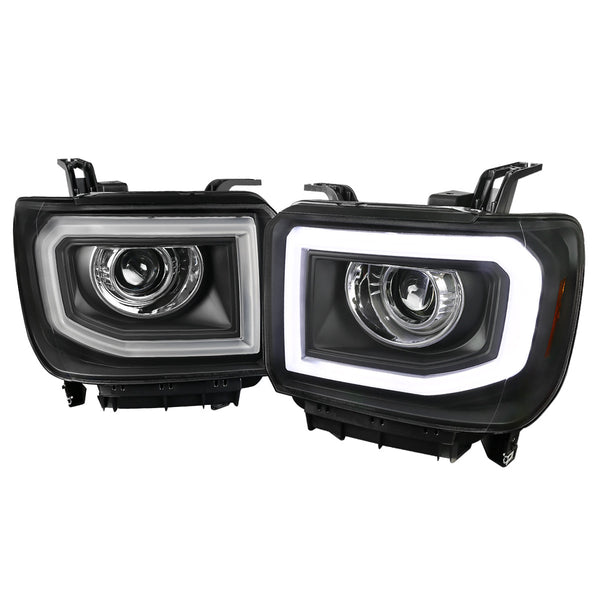 Spec-D Tuning - 2014-2019 GMC Sierra 1500/2500HD/3500HD LED Bar Projector Headlights w/ LED Turn Signal Lights (Chrome Housing/Clear Lens) - 2LHP-SIE14JM-TM