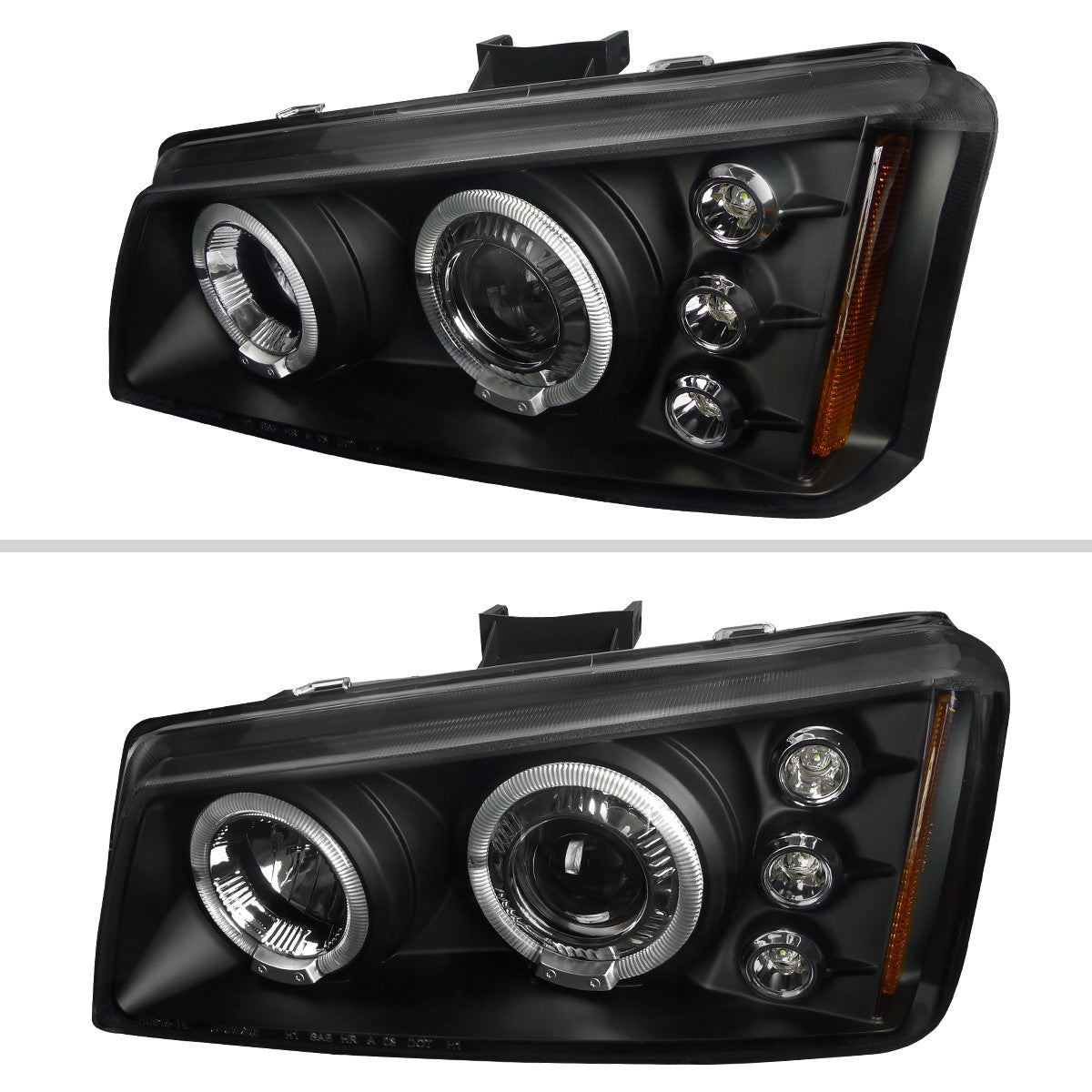 Spec-D Tuning - 2002-2006 Chevrolet Avalanche/ 2003-2007 Silverado Dual Halo Projector Headlights (Matte Black Housing/Clear Lens) - 2LHP-SIV03JM-TM