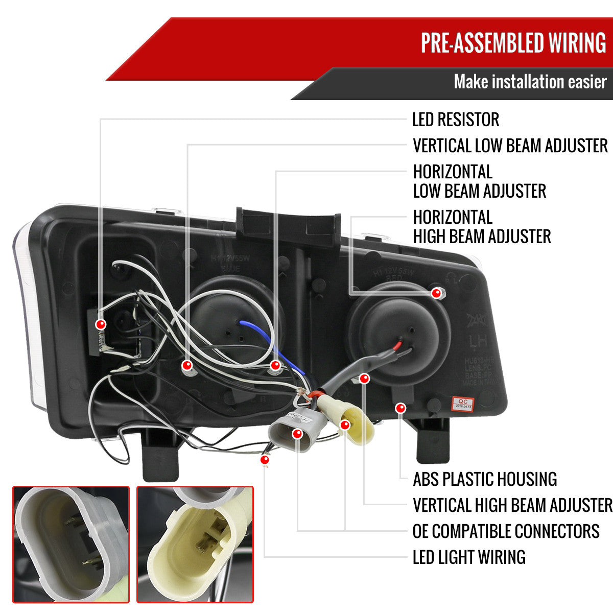 Spec-D Tuning - 2002-2006 Chevrolet Avalanche/ 2003-2007 Silverado Dual Halo Projector Headlights (Matte Black Housing/Clear Lens) - 2LHP-SIV03JM-TM
