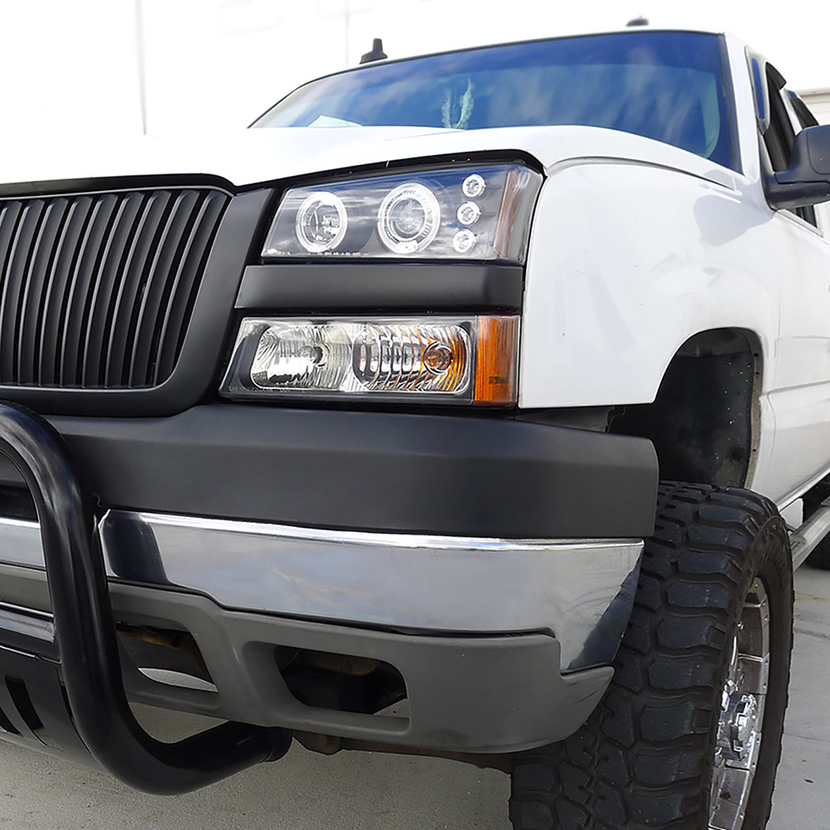 Spec-D Tuning - 2002-2006 Chevrolet Avalanche/ 2003-2007 Silverado Dual Halo Projector Headlights (Matte Black Housing/Clear Lens) - 2LHP-SIV03JM-TM