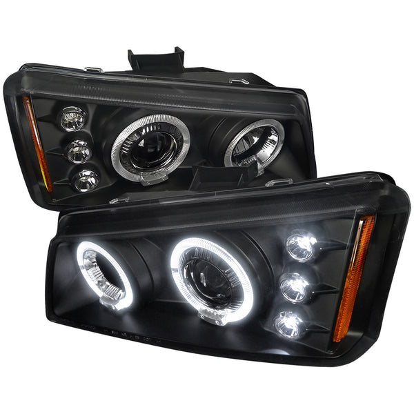 Spec-D Tuning - 2002-2006 Chevrolet Avalanche/ 2003-2007 Silverado Dual Halo Projector Headlights (Matte Black Housing/Clear Lens) - 2LHP-SIV03JM-TM