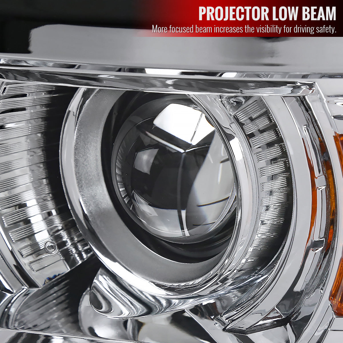 Spec-D Tuning - 2014-2015 Chevrolet Silverado 1500 Projector Headlights (Chrome Housing/Clear Lens) - 2LHP-SIV14-WJ