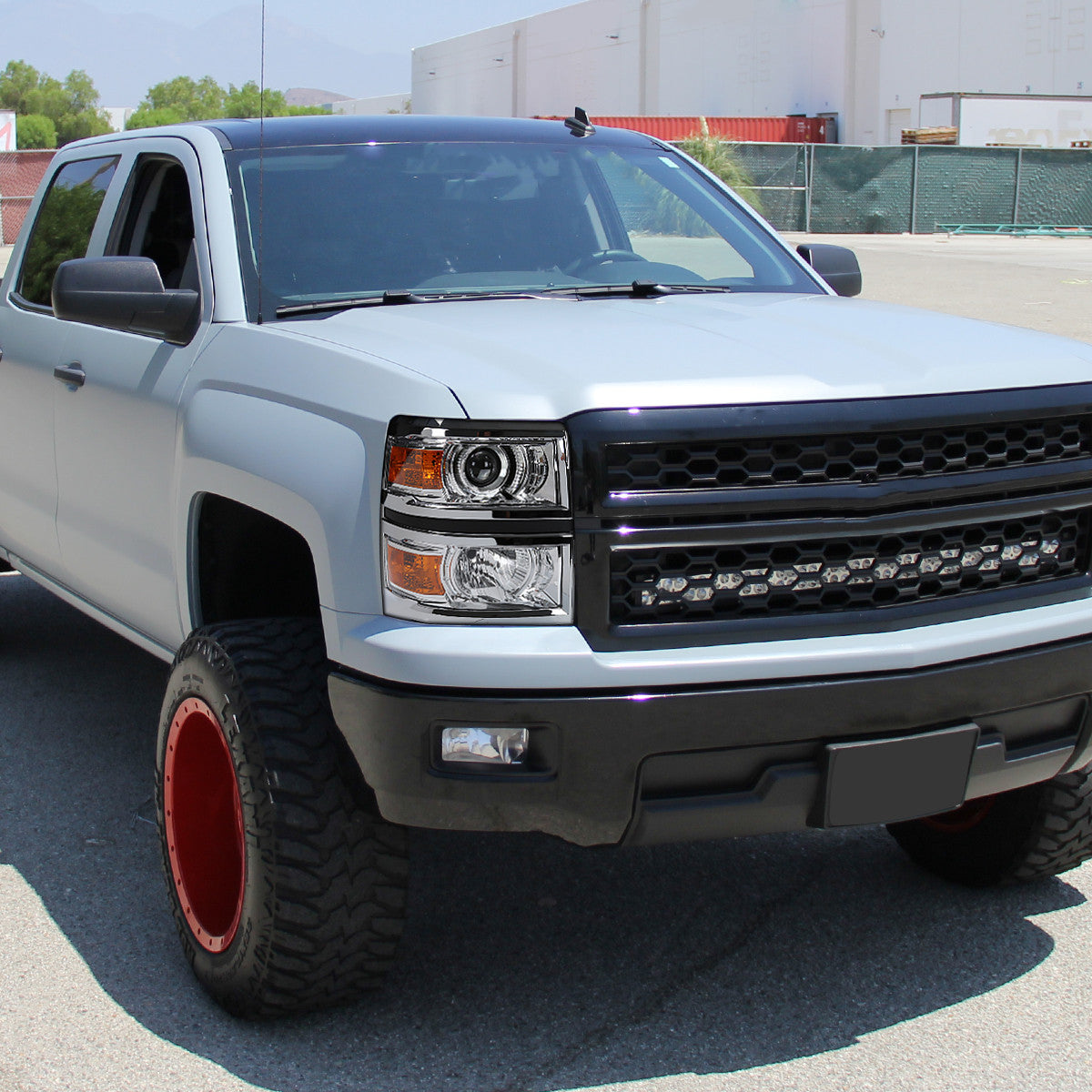 Spec-D Tuning - 2014-2015 Chevrolet Silverado 1500 Projector Headlights (Chrome Housing/Clear Lens) - 2LHP-SIV14-WJ