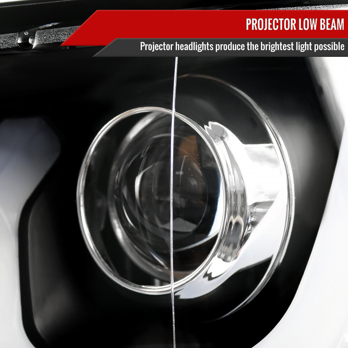 Spec-D Tuning - 2014-2015 Chevrolet Silverado 1500 LED U-Bar Projector Headlights w/ LED Turn Signal Lights (Matte Black Housing/Clear Lens) - 2LHP-SIV14JM-WJ