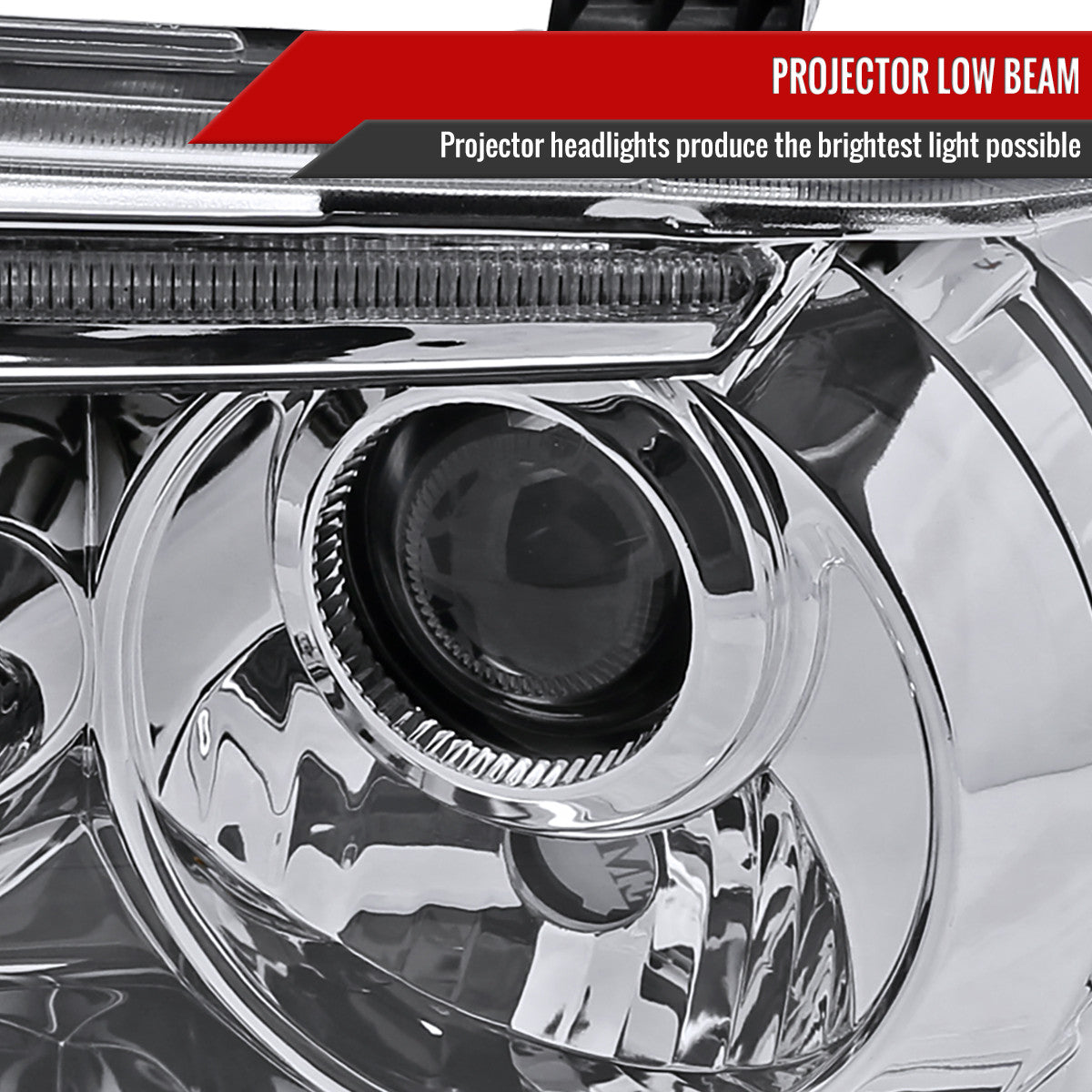 Spec-D Tuning - 2007-2013 Toyota Tundra/ 2008-2017 Sequoia Single Halo Projector Headlights (Chrome Housing/Clear Lens) - 2LHP-TUN07-TM