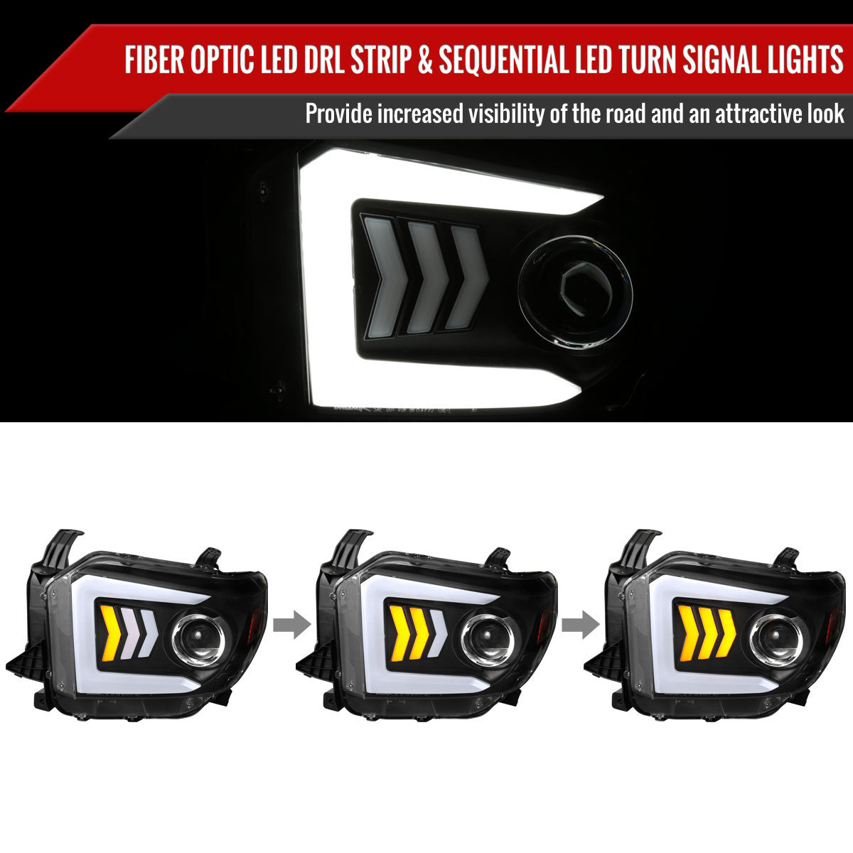 Spec-D Tuning - 2014-2021 Toyota Tundra Black Projector Headlights - 2LHP-TUN14JM-WJ
