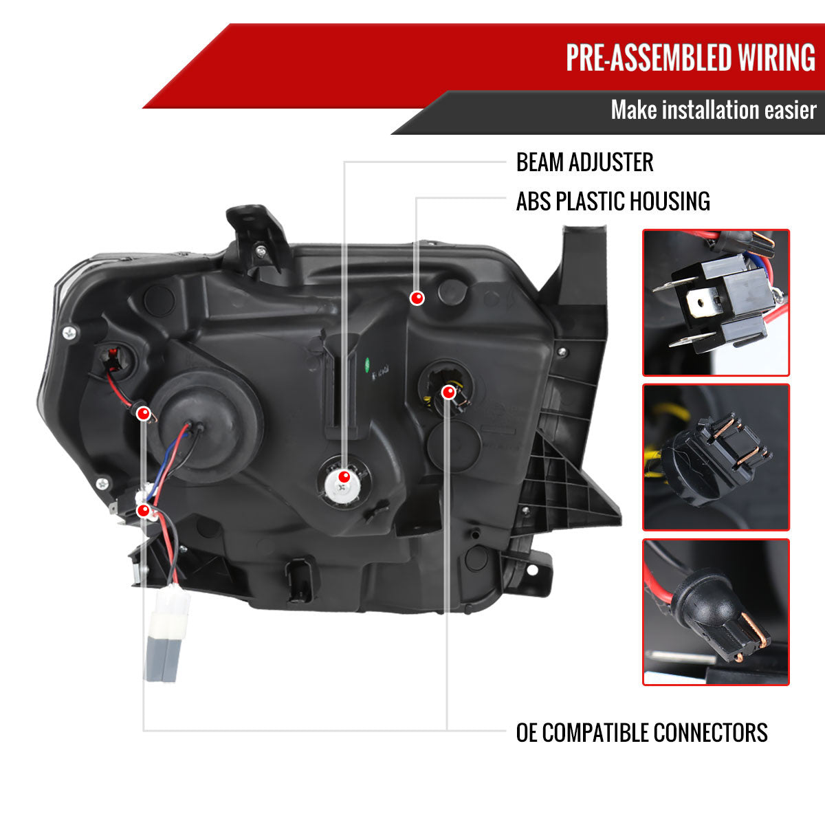 Spec-D Tuning - 2014-2021 Toyota Tundra Black Projector Headlights - 2LHP-TUN14JM-WJ