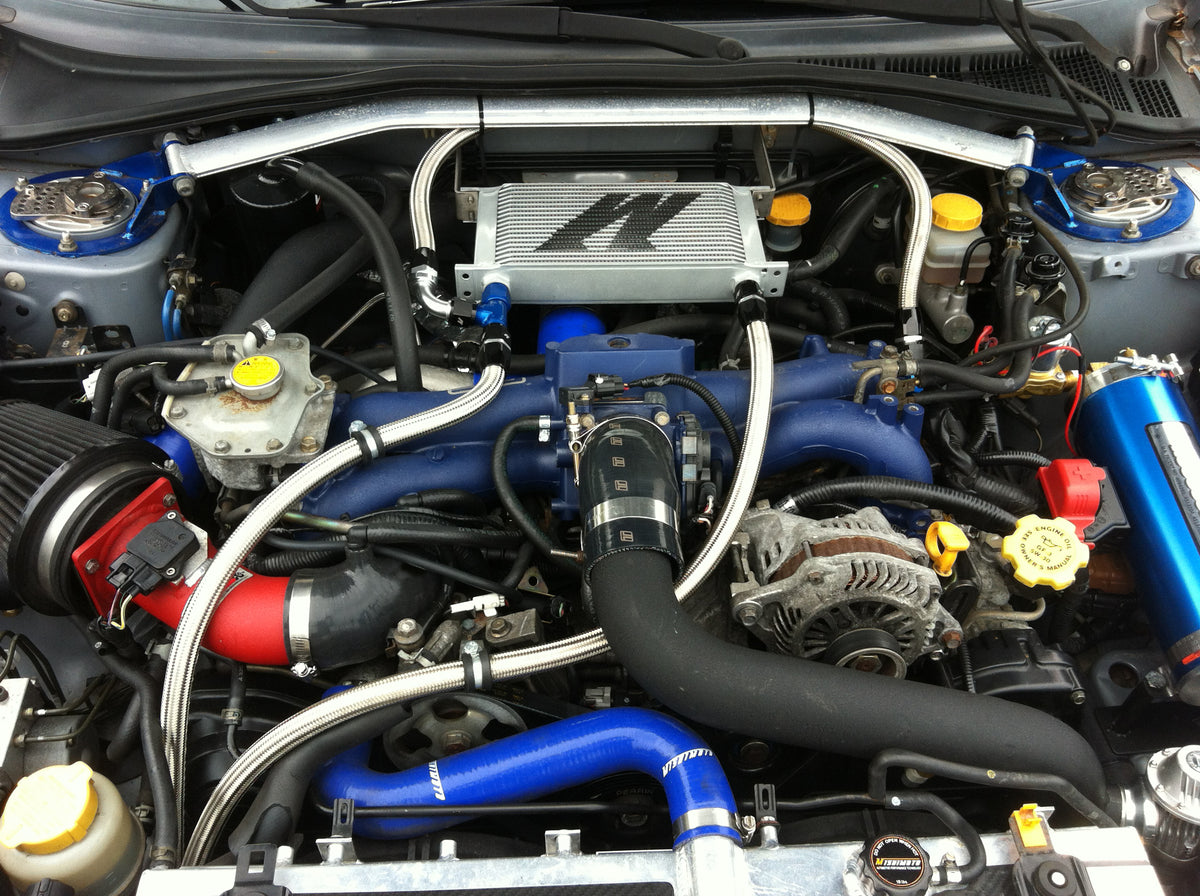 Mishimoto Universal 10 Row Oil Cooler Kit (Metal Braided Lines) - MMOC-U for 2018-2021 Ford Mustang - detail view