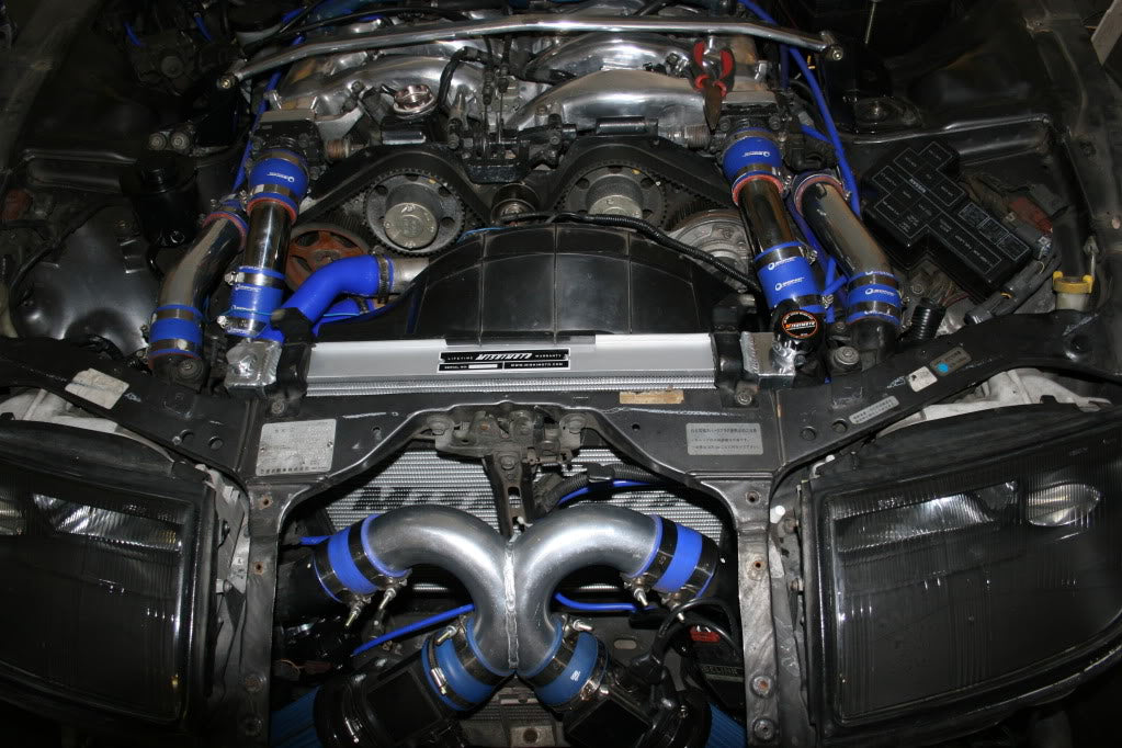 Mishimoto 90-96 Nissan 300ZX Turbo Manual Aluminum Radiator - MMRAD-300ZX-90T for 1989-1996 Nissan 300ZX - angle view