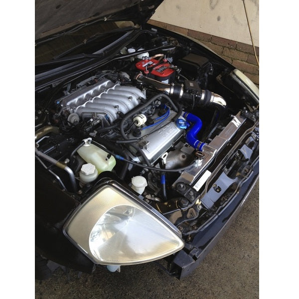 Mishimoto 00-05 Mitsubishi Eclipse GT Manual Aluminum Radiator - MMRAD-3G-00 for 2000-2005 Mitsubishi Eclipse - angle view