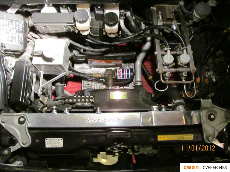 Mishimoto 90-05 Acura NSX Manual Aluminum Radiator - MMRAD-NSX-90 for 1991-2005 Acura NSX - installed view