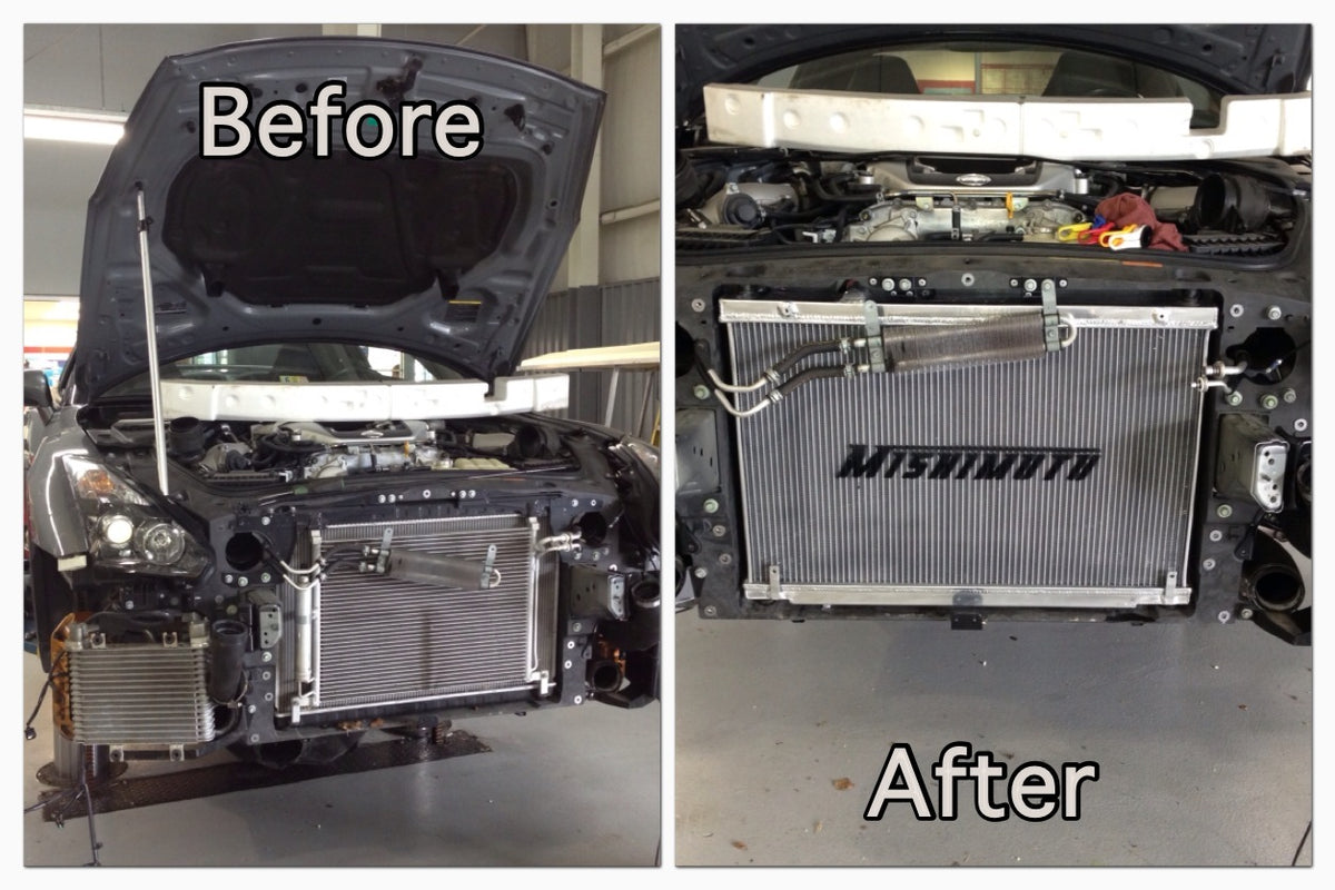 Mishimoto 09+ Nissan GTR R35 Aluminum Radiator - MMRAD-R35-09 for 2009-2024 Nissan GT R - angle view