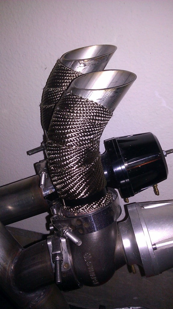 Mishimoto 2 inch x 35 feet Heat Wrap with Stainless Locking Tie Set - MMTW-235 by Mishimoto - installed view