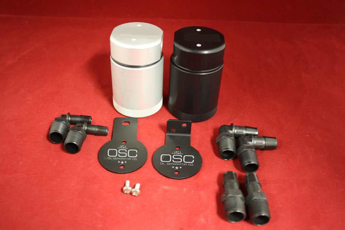 J&L Oil Separator 3.0 Base Kit - Black Anodized (Incl 2 Brackets & 6 Fittings) - 3001-B