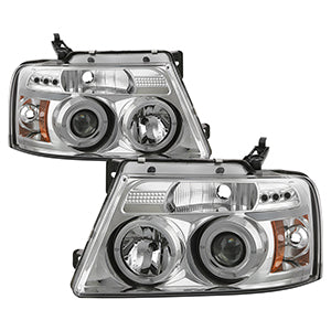 Spyder 18-20 Ford F-150 Headlights - Halogen Model Only - DRL LED - Black PRO-YD-FF15018HALAP-SEQ-BK